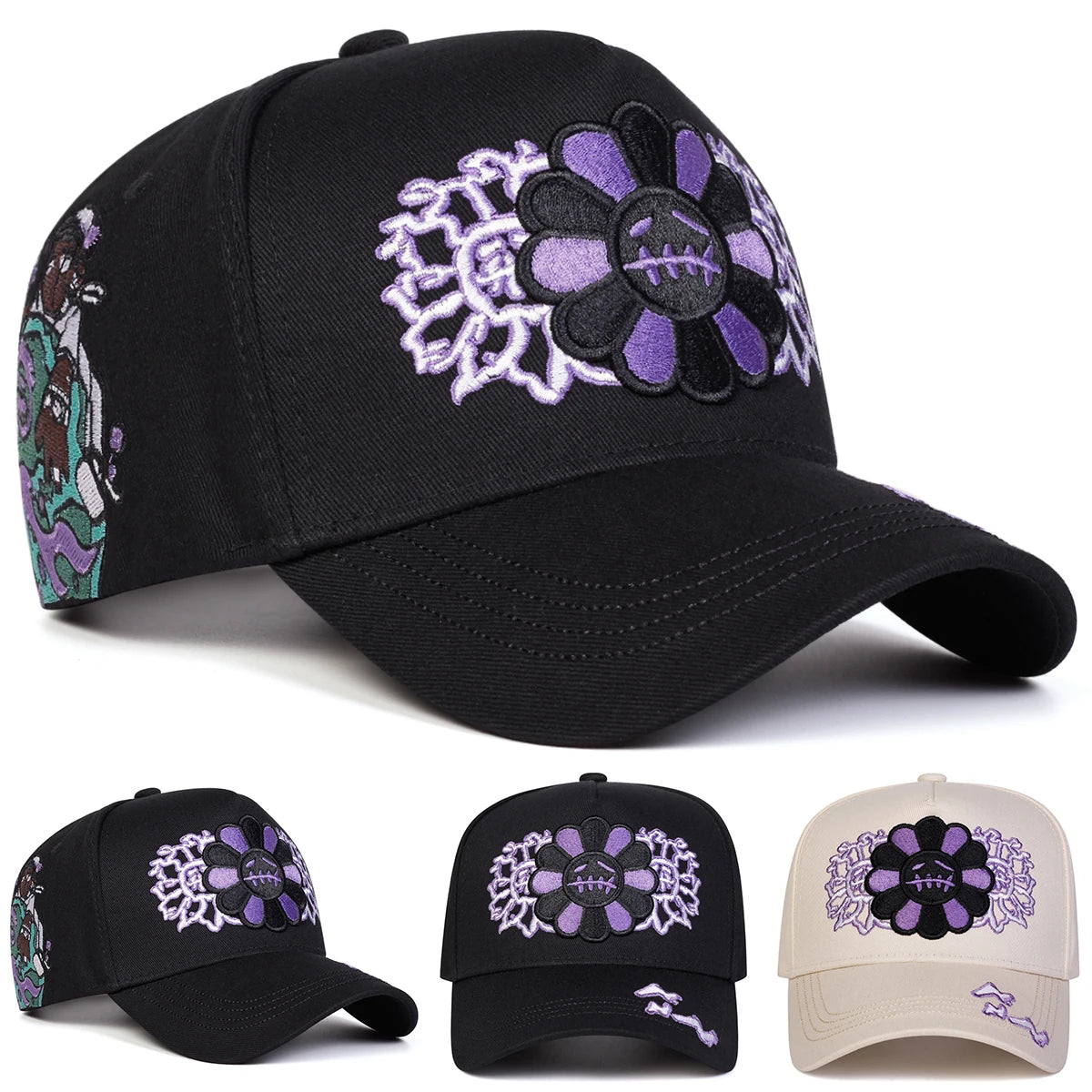 Sunflower Embroidery Baseball Caps