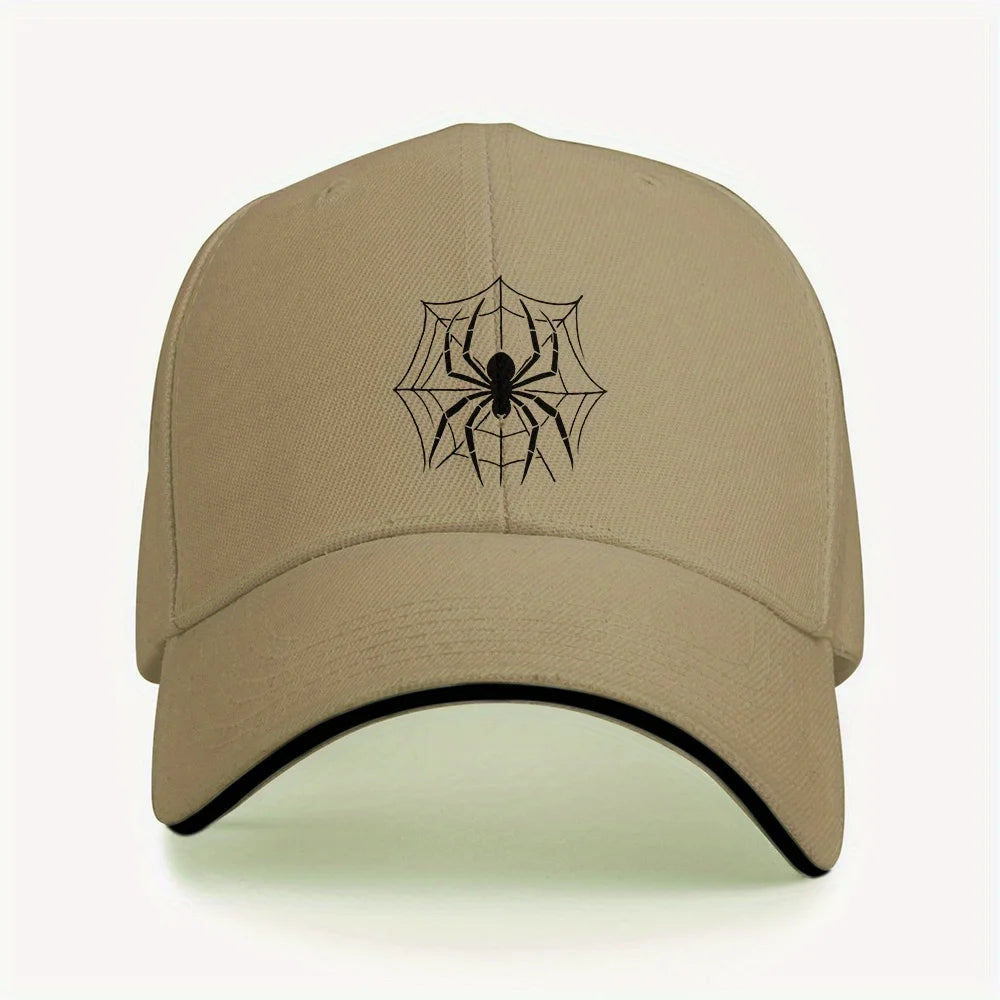 Spider Web Graphic Baseball Cap Black Polyester
