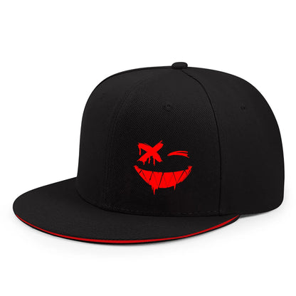 Red XX Smiling Face Print Snapback Caps Men And Women