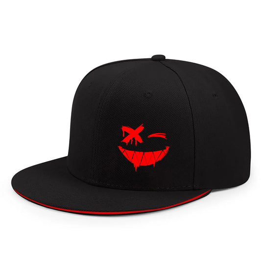 Red XX Smiling Face Print Snapback Caps Men And Women