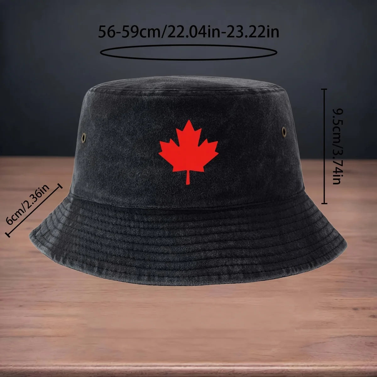 High-quality Printed Red Maple Leaf Pattern Bucket Hat
