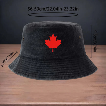 High-quality Printed Red Maple Leaf Pattern Bucket Hat
