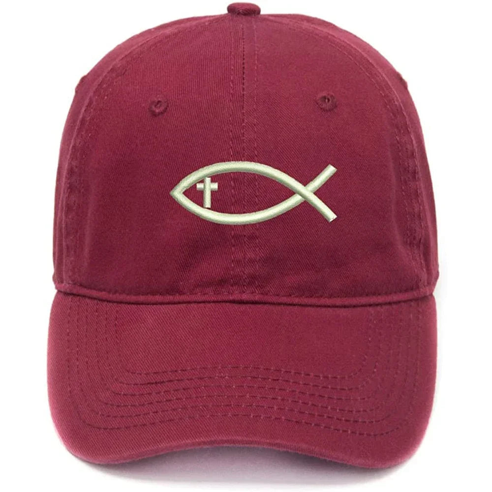 Men's Baseball Cap Jesus Christian Fish