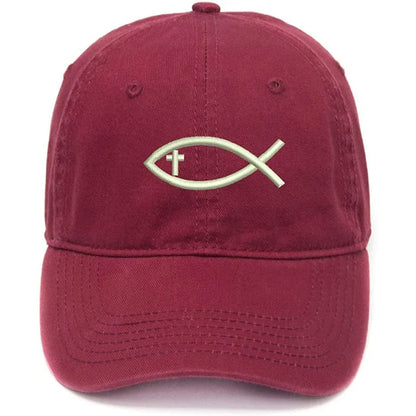 Men's Baseball Cap Jesus Christian Fish