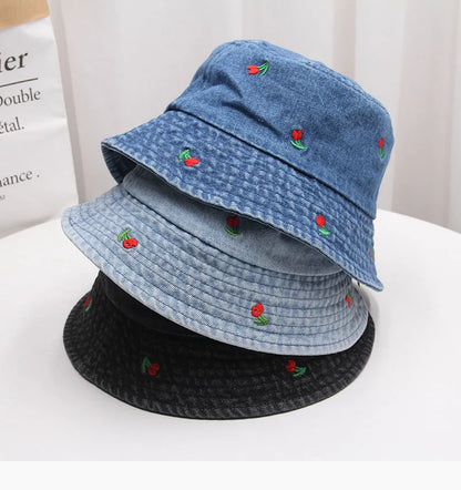 New Summer Washed Denim Bucket Hats