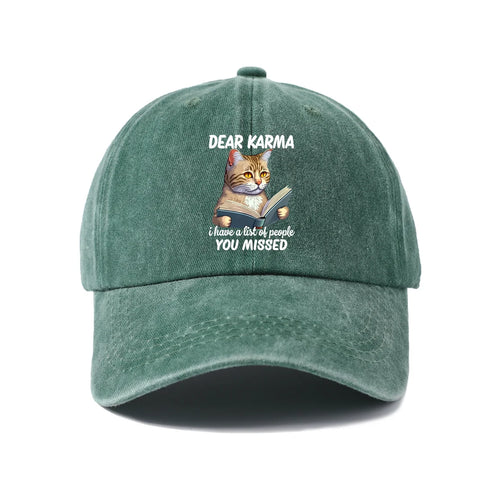 Dear Karma Cat Quote Graphic Baseball Cap