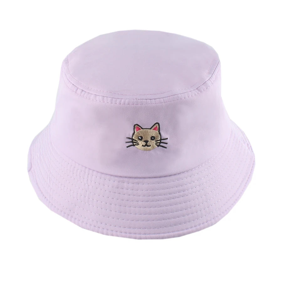 New Soild Color Bucket Hat Cartoon Cute