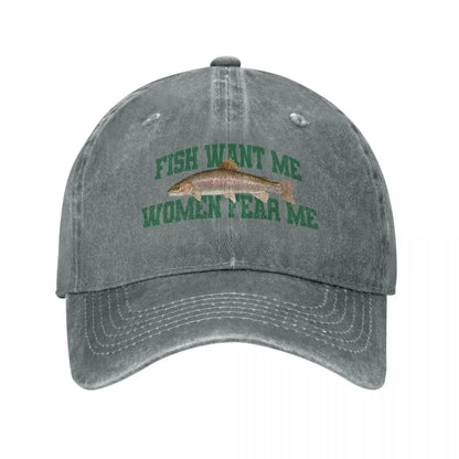 Fish Want Me Women Fear Me Meme Baseball Caps Classic