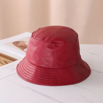 Fashion Bucket Hat PU Leather Fishing Cap Hiking Hat Hip-Hop Hat For Women and Men