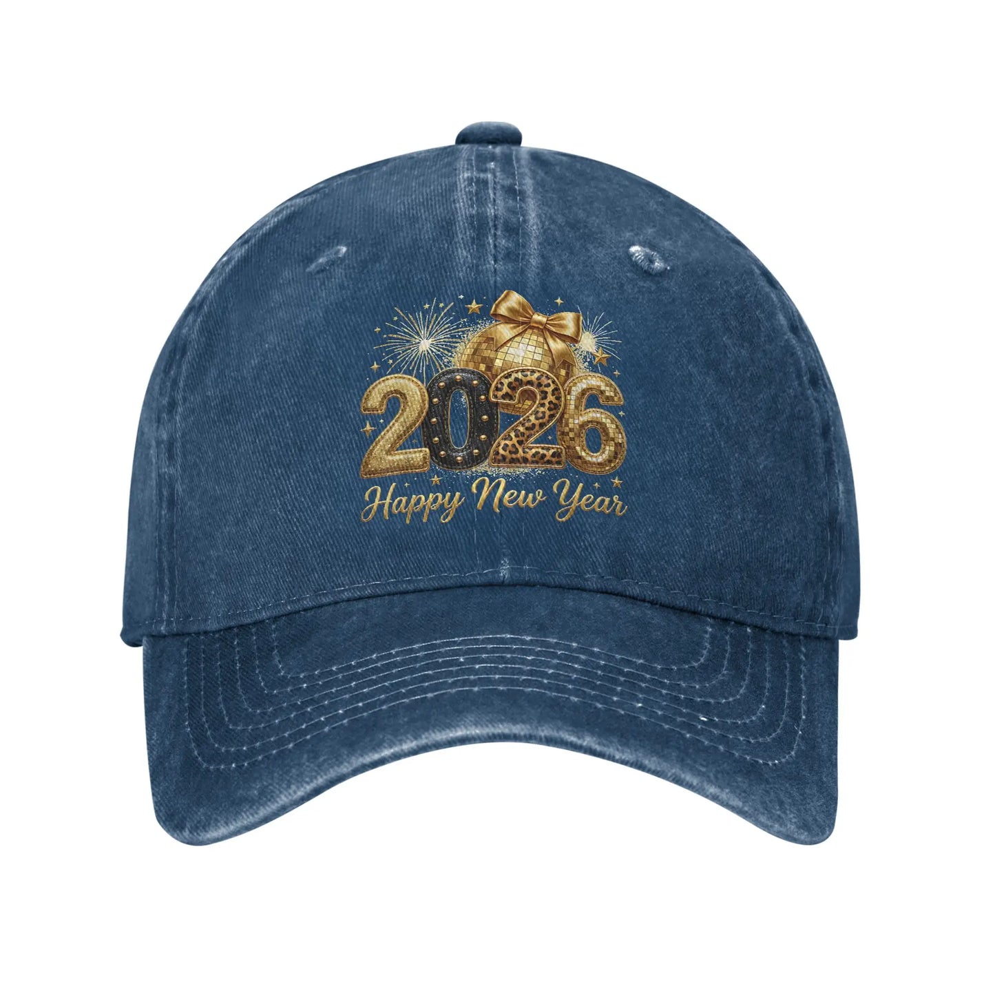 Summer Happy New Year Party 2026 Disco Ball Bow Baseball Cap