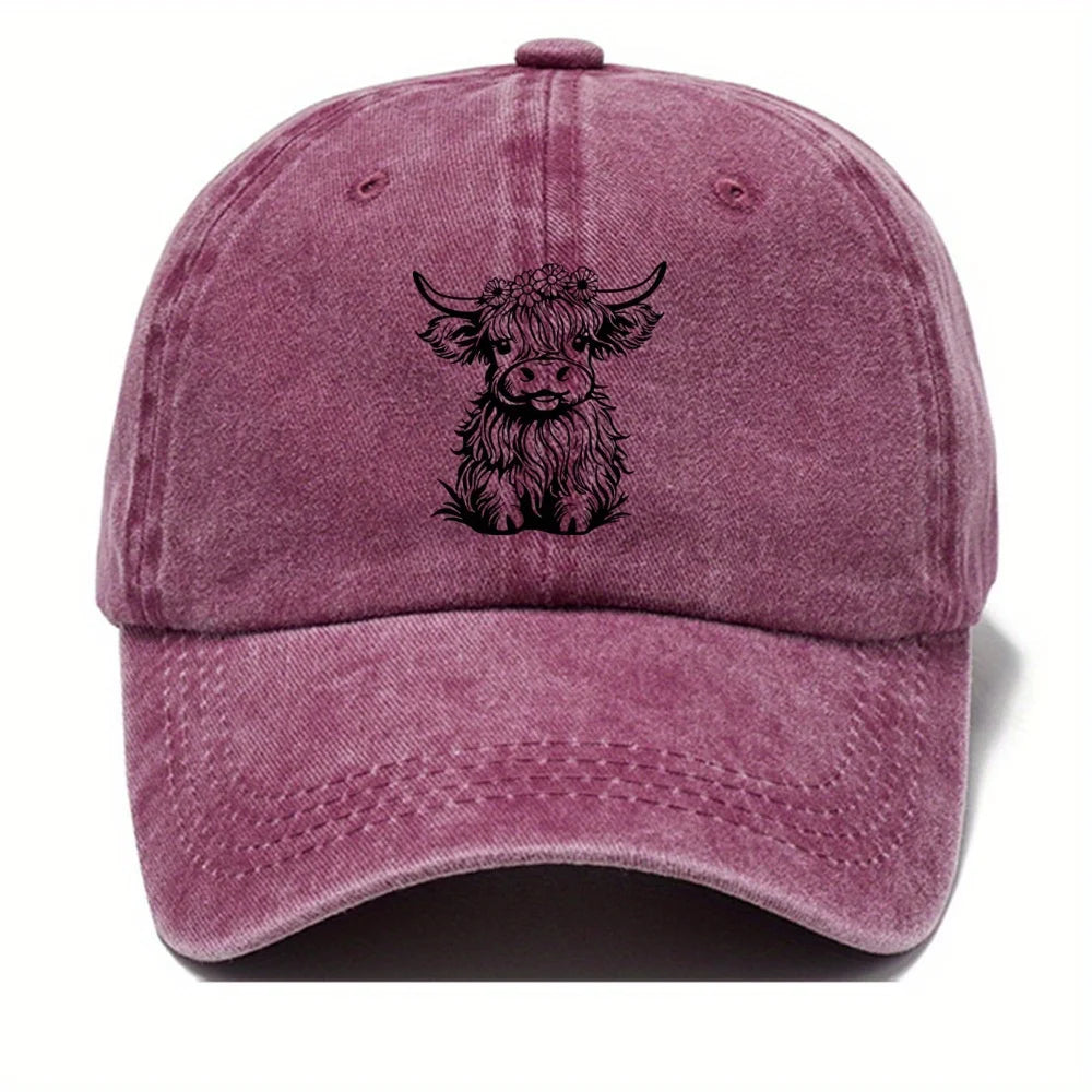 Pack Of Cartoon Calf Print Washed Vintage Soft Top Sunshade Baseball Caps