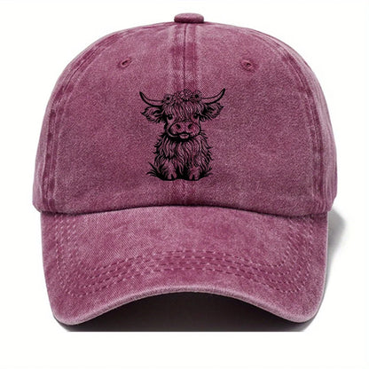 Pack Of Cartoon Calf Print Washed Vintage Soft Top Sunshade Baseball Caps