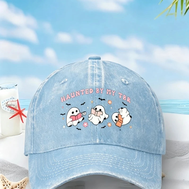 Reading Ghost Print Haunted By My TBR Unisex Baseball Cap