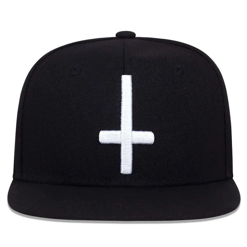 Unisex Flat Cross Embroidery Hip-Hop Hats Spring Autumn Adjustable Snapback Caps