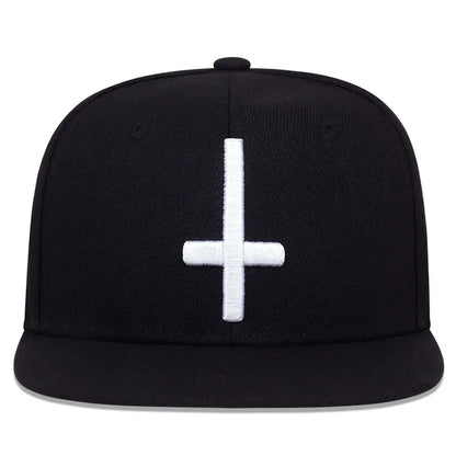 Unisex Flat Cross Embroidery Hip-Hop Hats Spring Autumn Adjustable Snapback Caps