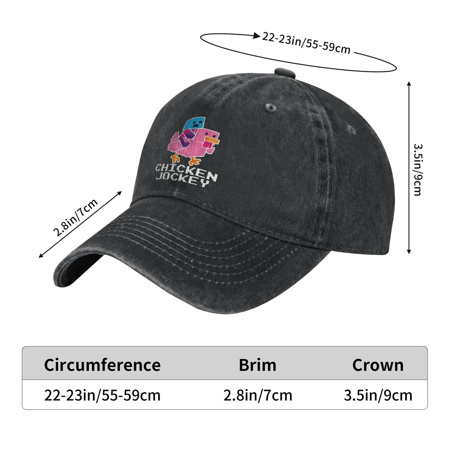 Unisex Chicken Jockey Funny Printed Hat Fashion Distressed Cotton Baseball Cap
