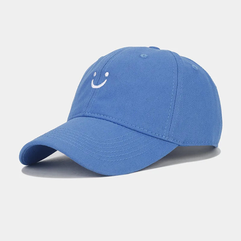 Soft Cotton Baseball Cap for Women Men Smile Face Embroidery