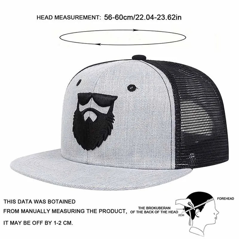 Unisex Uncle Beard Embroidery Hip-hop Net Hats Spring Summer