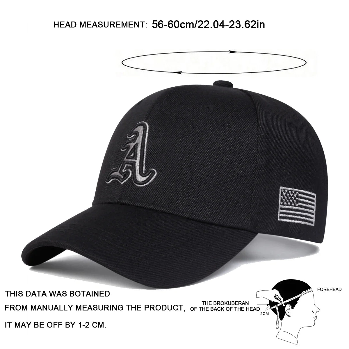 Unisex A Letter Embroidery Side American Flag Baseball Cap Spring Autumn