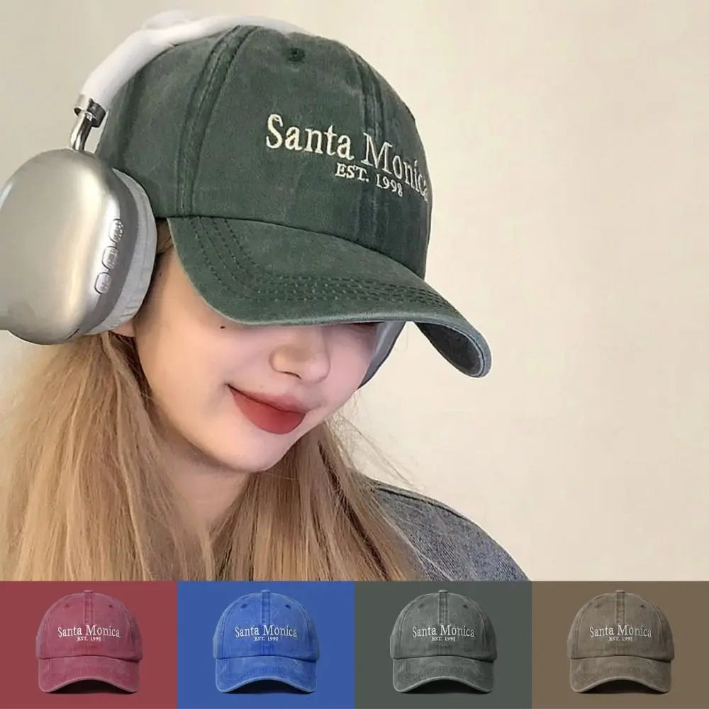 Vintage Letter Embroidered Baseball Cap Face Smaller