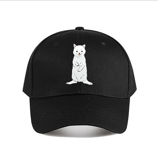 White Cartoon Cat Plush Decor Toy Baseball Cap