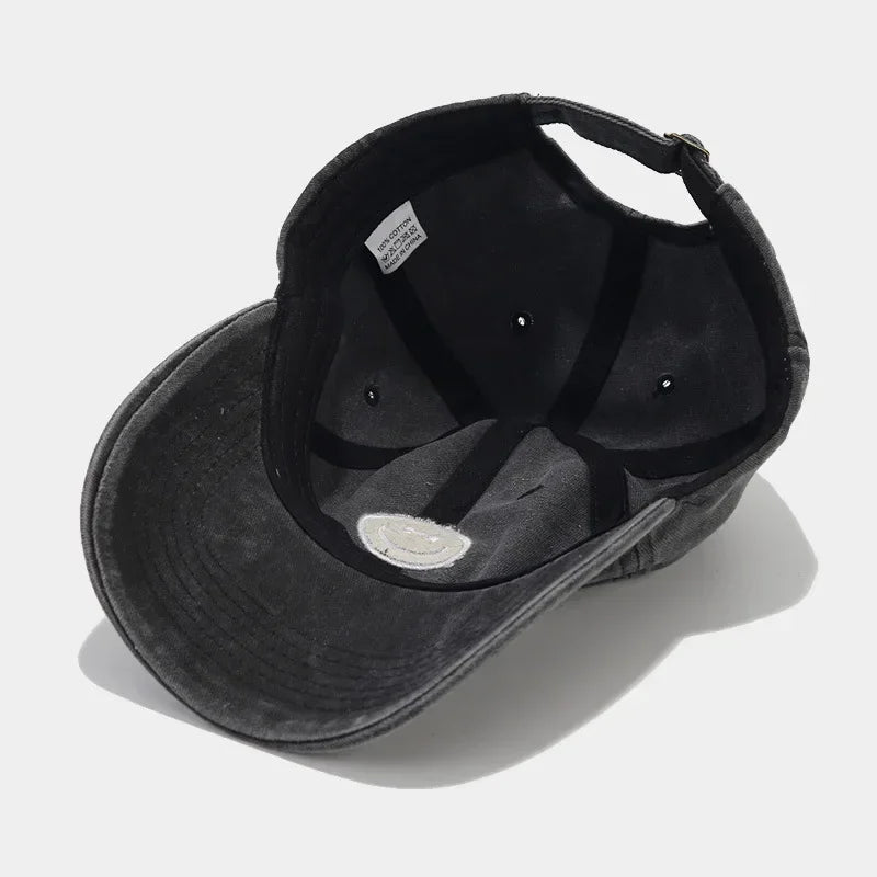 Washed Cotton Baseball Caps Women Men Soft Snapback Hat Outdoor Sport Trucker Gorras Smile Face