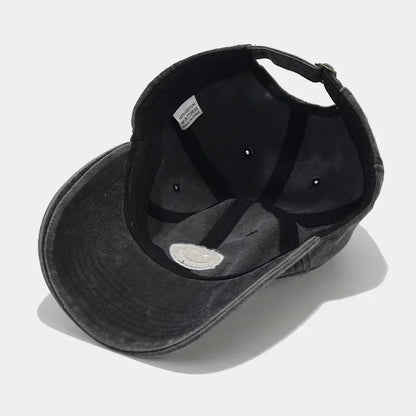 Washed Cotton Baseball Caps Women Men Soft Snapback Hat Outdoor Sport Trucker Gorras Smile Face