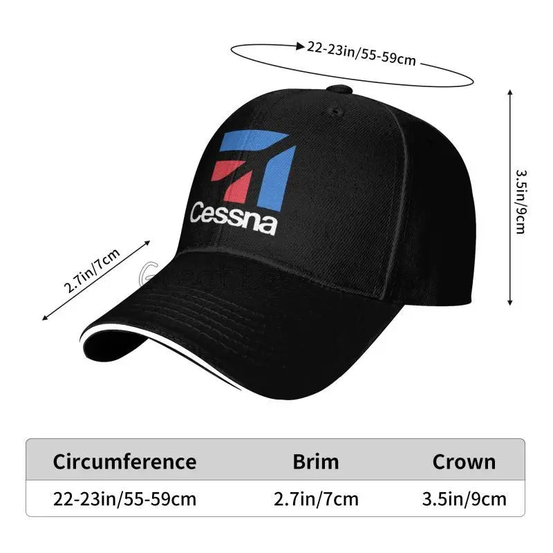 Custom Cessna Logo Print Sandwich Baseball Cap Retro Men Hip Hop Bucket Hats