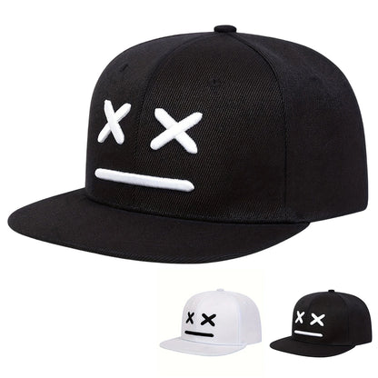 Unisex XX Smiling Face Embroidery Hip-hop Hats Spring Autumn Adjustable Casual Snapback Caps