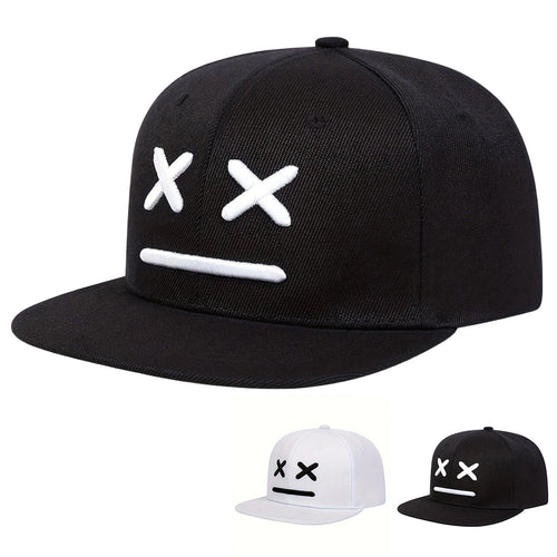 Unisex XX Smiling Face Embroidery Hip-hop Hats Spring Autumn Adjustable Casual Snapback Caps