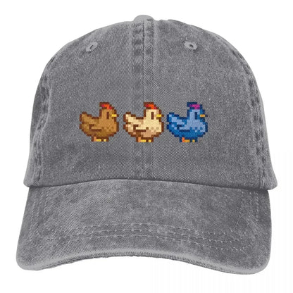 3 Chickens Baseball Cap Stardew Valley Game Abigail Sebastian Caps