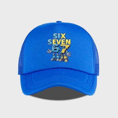 Cute 67 Robot Print Mesh Cap Baseball Cap