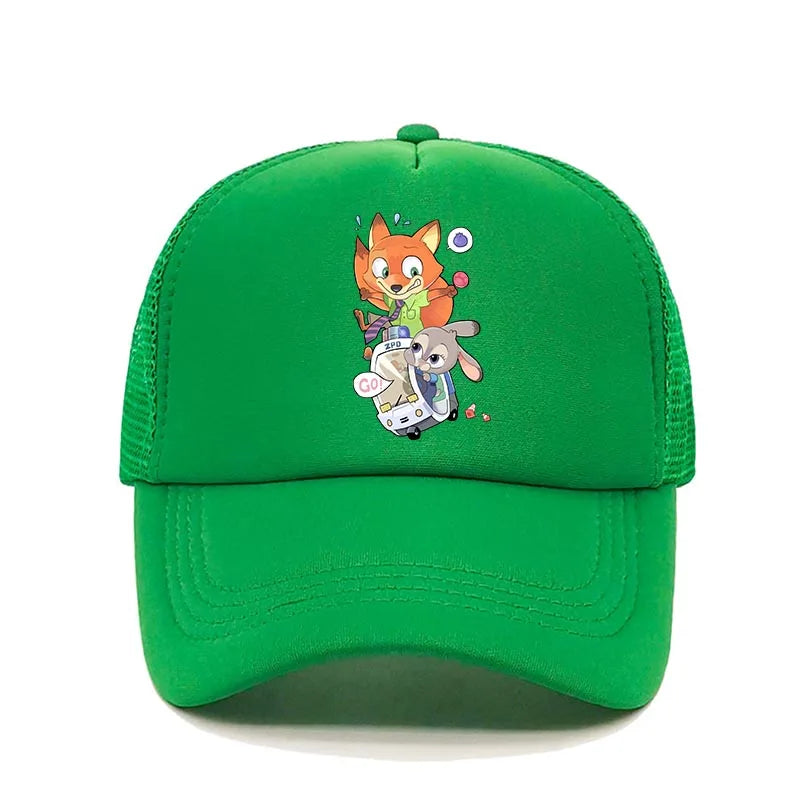 Cartoon Anime Print Baseball Cap Zootopia Judy Nick Sun Mesh Hat