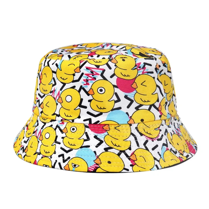 Summer Sun Hat Reversible Yellow Duck Bucket Hat