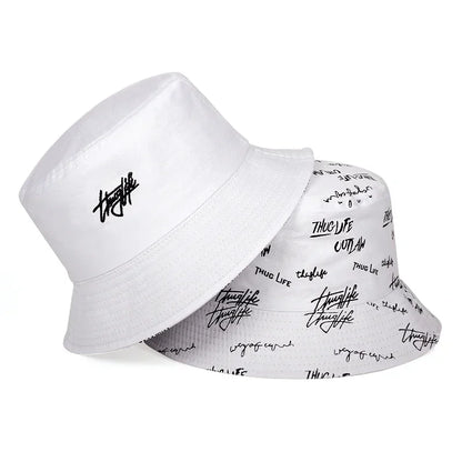 Unisex Double Sided Wearable Thugufe Embroidery Personality Bucket Hats Fishermen Caps