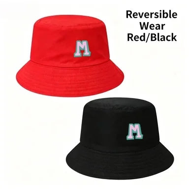 Two-Tone Outline Letter M Embroidery Reversible Bucket Hat