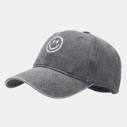 Washed Cotton Baseball Caps Women Men Soft Snapback Hat Outdoor Sport Trucker Gorras Smile Face