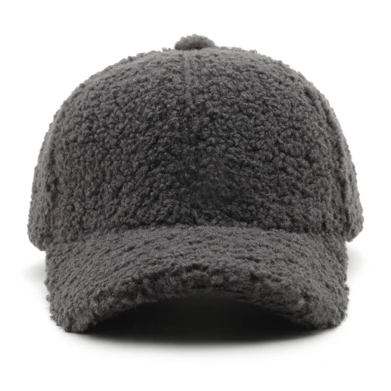 Autumn Winter Baseball Cap Women Artificial Lamb Wool