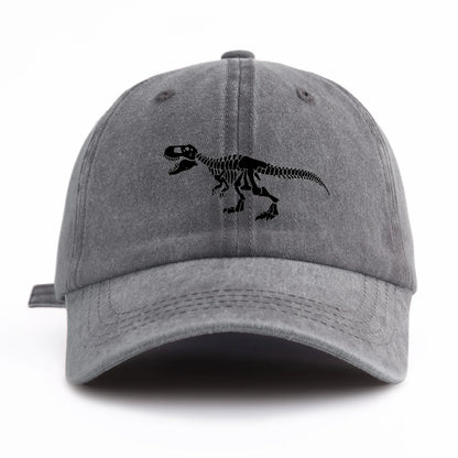 Black T. Rex Print Washed Baseball Cap For Adults