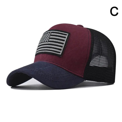 USA Flag Snapback Hat Adjustable Breathable Mesh Baseball Cap American Flag