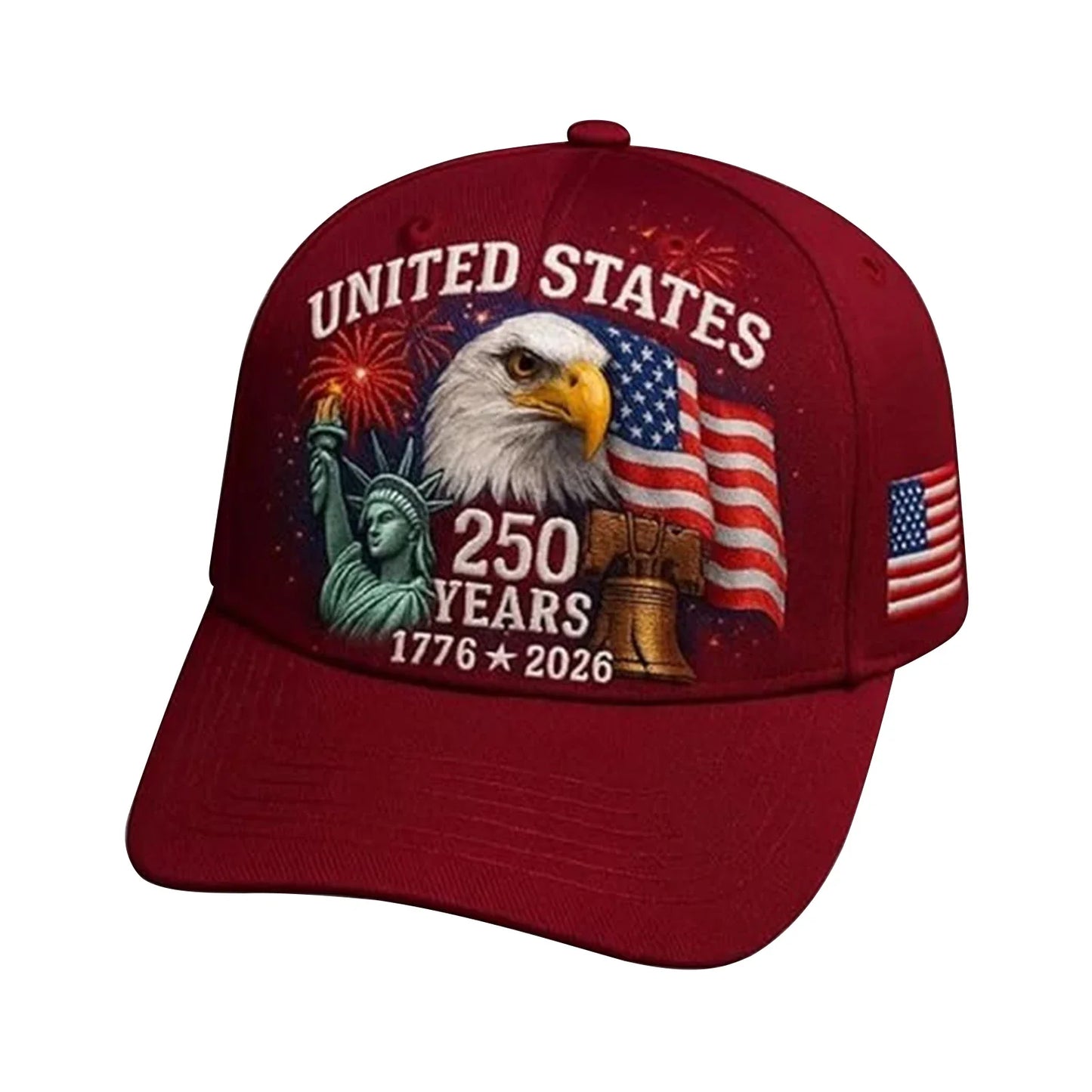 US 250th Anniversary Hat United States Eagle Printed Cotton Baseball Caps