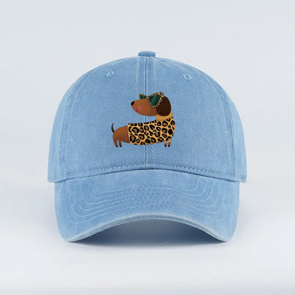 Leopard-Print Dachshund Baseball Cap
