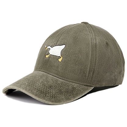 Embroidered Baseball Cap with Goose Pattern