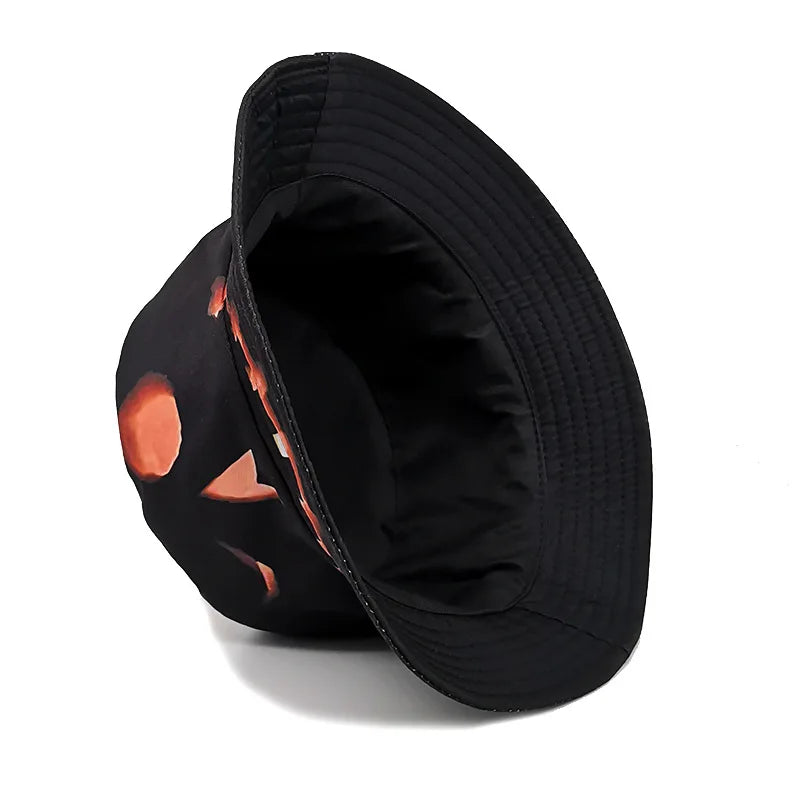 Halloween New Creative Fisherman Hat - Pumpkin Ghost Print Reversible Sun Hat Bucket Cap Funny
