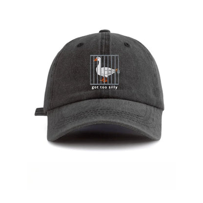 Baseball Cap Unisex Goose Cage Print Hat Got Too Silly Letter Graphic