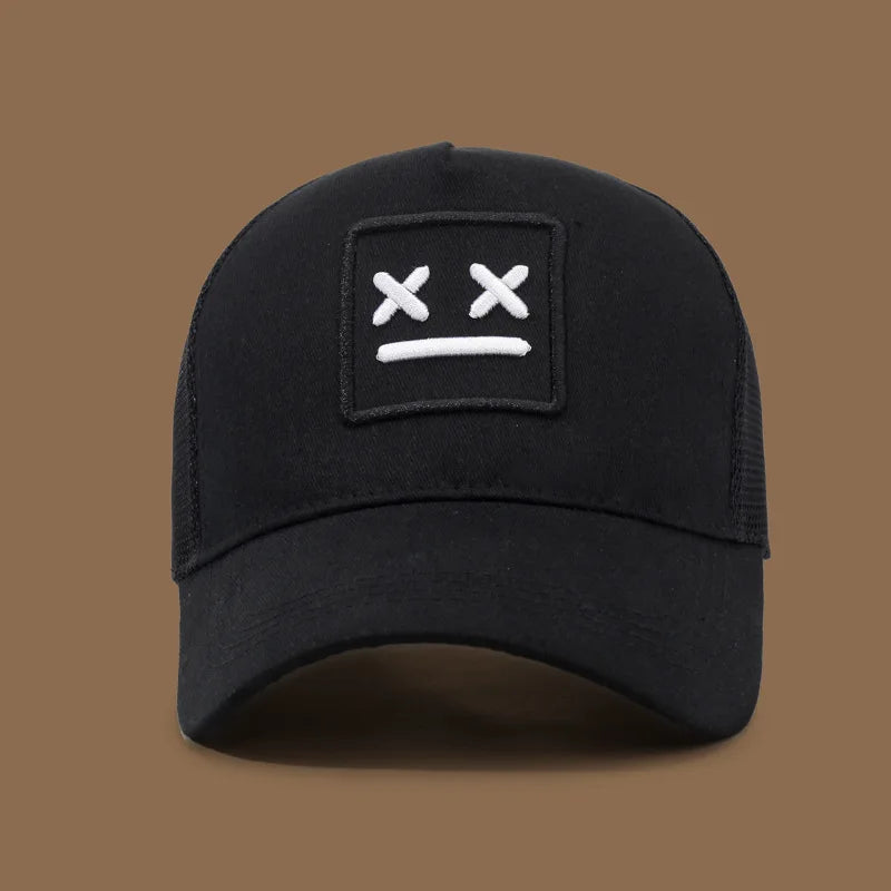 Men's Smiling Face Embroidered Baseball Cap, Fashionable Truck Driver Hat