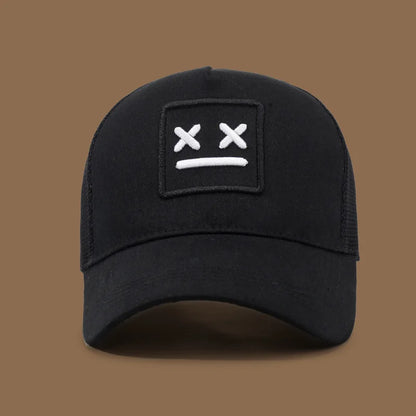 Men's Smiling Face Embroidered Baseball Cap, Fashionable Truck Driver Hat