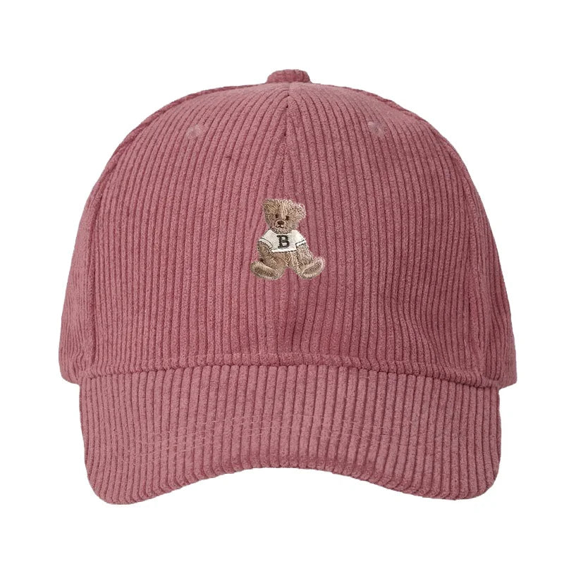 Corduroy Baseball Cap Men Women Teddy Bear Pattern Sun Protection Outdoor