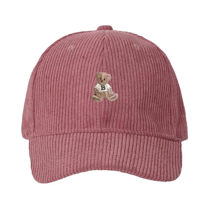 Corduroy Baseball Cap Men Women Teddy Bear Pattern Sun Protection Outdoor