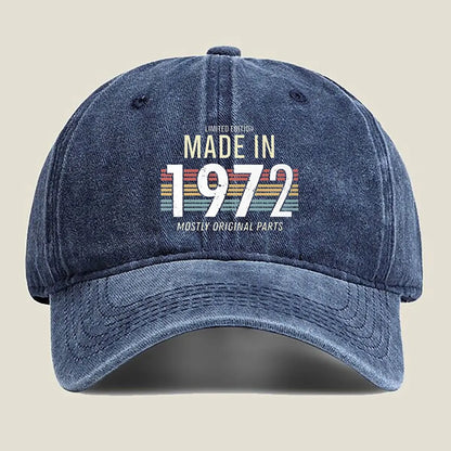 Made in 1972 Retro - Anniversary Art Washed Baseball Cap